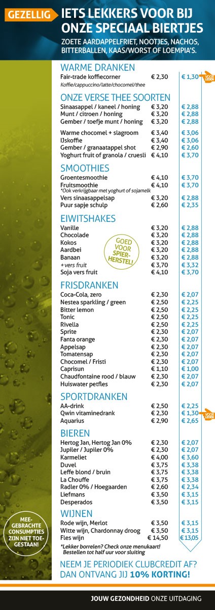 menukaart brasserie